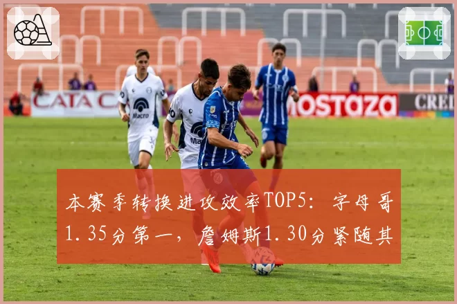 本赛季转换进攻效率TOP5：字母哥1.35分第一，詹姆斯1.30分紧随其后